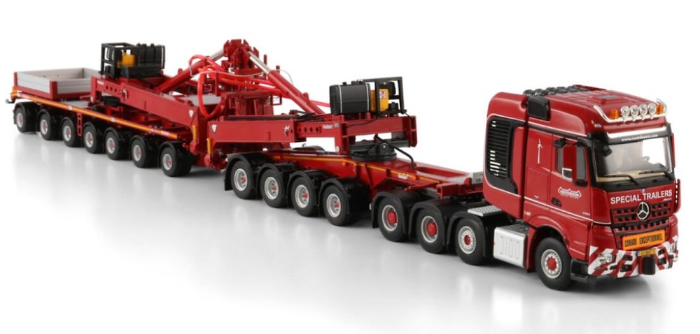 Mercedes-Benz Arocs Mp4 Slt Big Space 8X4 + Nooteboom Wind Mill Trailer + Dolly - 7 Axle Wsi Models 6073374 scale 1/50 
