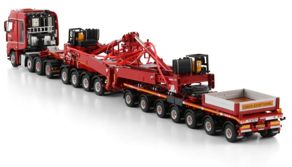 Mercedes-Benz Arocs Mp4 Slt Big Space 8X4 + Nooteboom Wind Mill Trailer + Dolly - 7 Axle Wsi Models 6073374 scale 1/50 