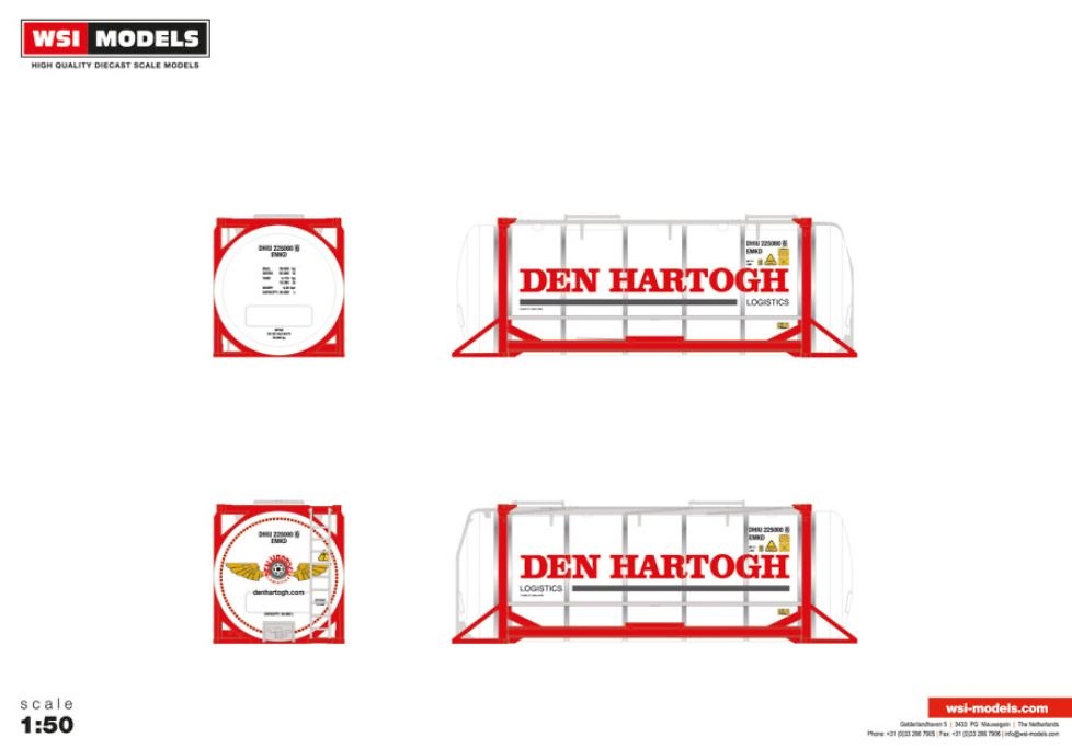Miniature 20ft container Den Hartogh Wsi Models 01-4448 scale 1/50 