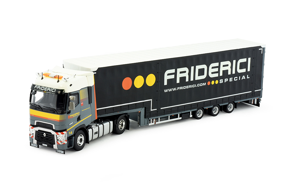 Scale model truck Renault T-High + Meusburger trailer Tekno 85370 scale 1/50 