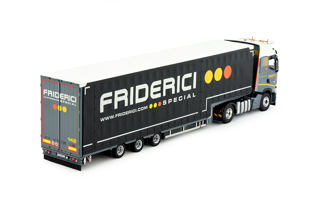 Scale model truck Renault T-High + Meusburger trailer Tekno 85370 scale 1/50 