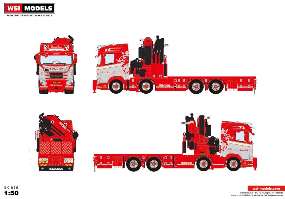Scania R CR20N crane Fassi 1100 + Jib Wsi Models 01-4444 scale 1/50 
