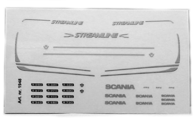 Stickers set Scania R6 Streamline Tekno 80537 scale 1/50 