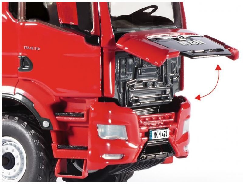 scale model truck Man tgs 18.510 4x4 red 2 axles Wiking 77653 scale 1/32 