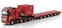 Volvo FH5 Globetrotter 8x4 Nooteboom Manoovr trailer 6 axles + container 10 ft WSI Models scale 1/50