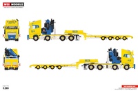 Volvo Fh5 Globetrotter + Semi Low Loader With Ramps + Fassi 1300 + Jib MCT Craning Wsi Models 01-4862 scale 1/50