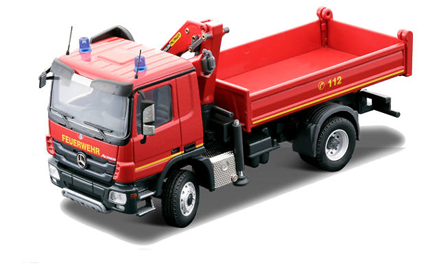 Bomberos Mercedes Benz Actros 4x4 con grua Palfinger Conrad Modelle 72165/03 escala 1/50 