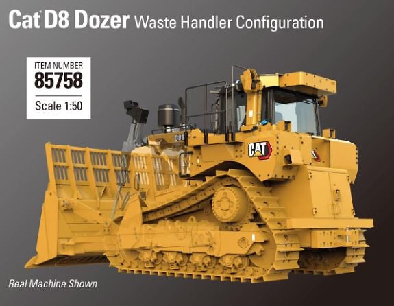 Cat D8 Bulldozer Manipulador de Residuos Diecast Masters 85758 escala 1/50 