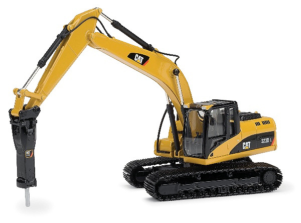 Caterpillar 323D con martillo hidraulico cat h120e, Norscot 55282 escala 1/50 