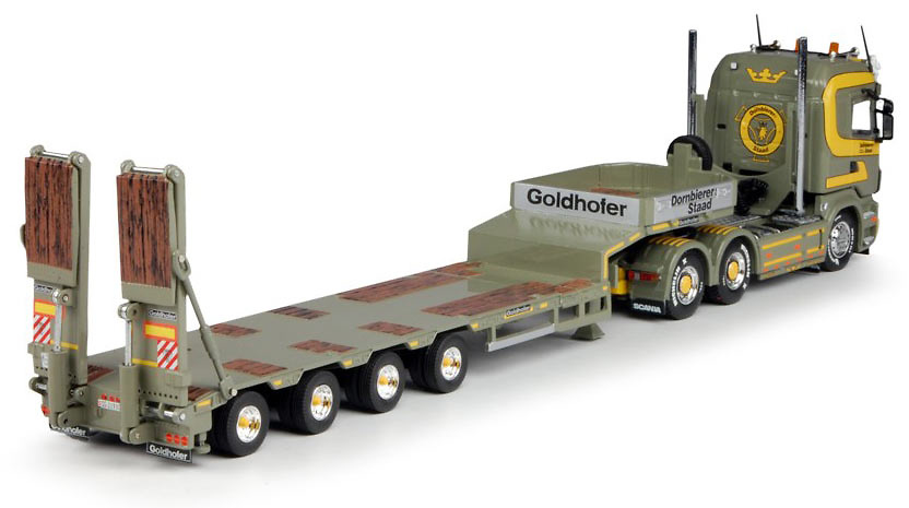 Dornbierer Scania R-Serie Highline con Goldhofer semi-plataforma con rampas Tekno 64406 escala 1/50 