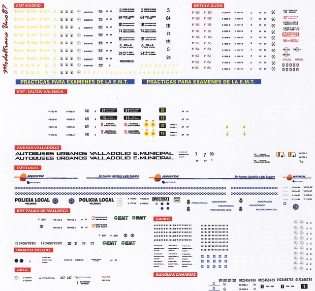 Hoja de calcas para Bus 6038 Modeltrans 1/87 