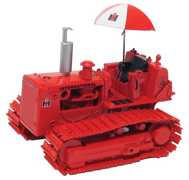 International Harvester TD 15 Tractor de cadenas rojo con sombrilla First Gear 1/50 