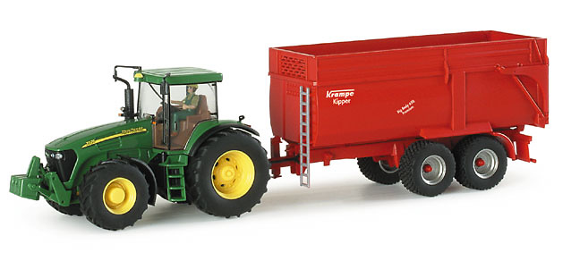 John Deere 7920 BigBody650 Tractor con remolque y conductor Herpa 1/87 