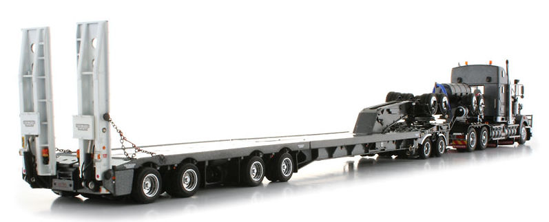 Kenworth T908 Gunmetal Grey con Drake Trailers 2x8 Dolly and 4x8 Twh T09007b escala 1/50 