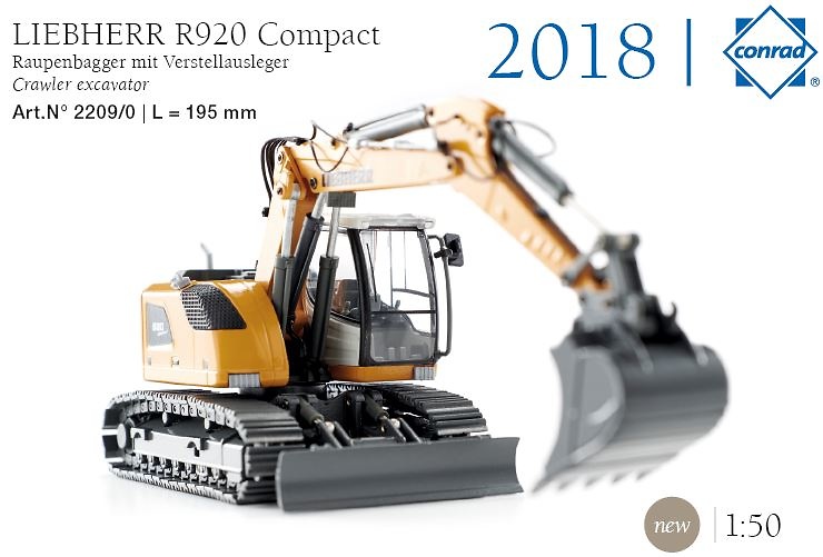 Liebherr R920 compact + accesorio cazo ancho Conrad Modelle 2209 