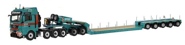 MAN TGX XXL 8x4 con semitrailer y dolly 5 ejes Nooteboom, NZG 1/50 