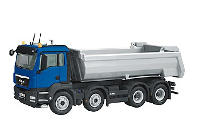 Man Tgs 8x4 Halfpipe volquete - azul, Nzg Modelle 833/20 escala 1/50 