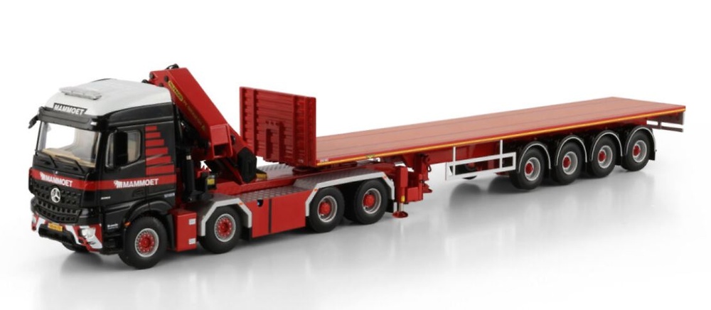 Mercedes Arocs MP4 8x4 + plataforma 4 ejes con grua palfinger Mammoet 410320 escala 1/50 
