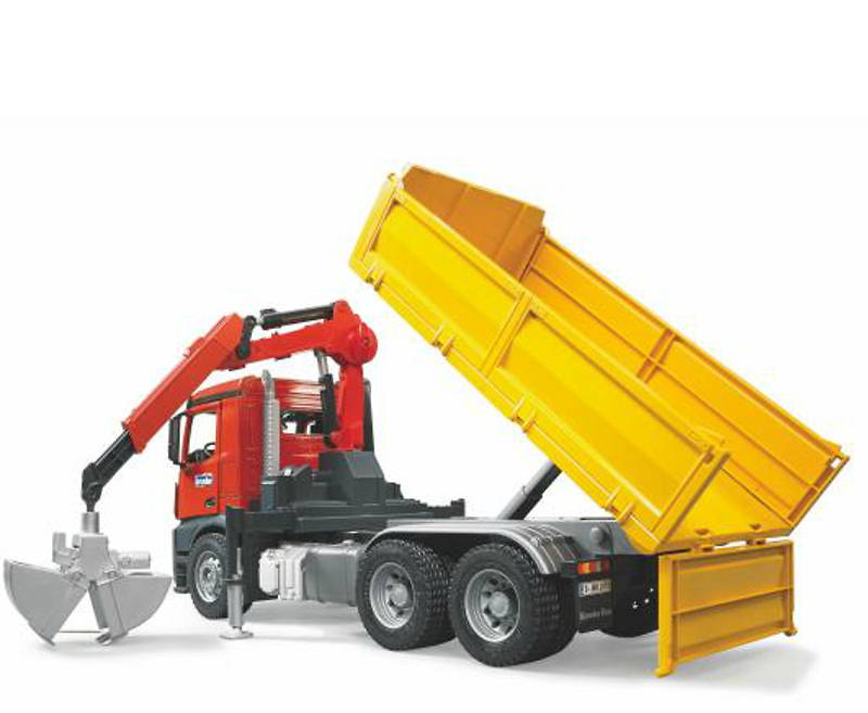 Mercedes Arocs volquete con grua y accesorios Bruder 03651 escala 1/16 