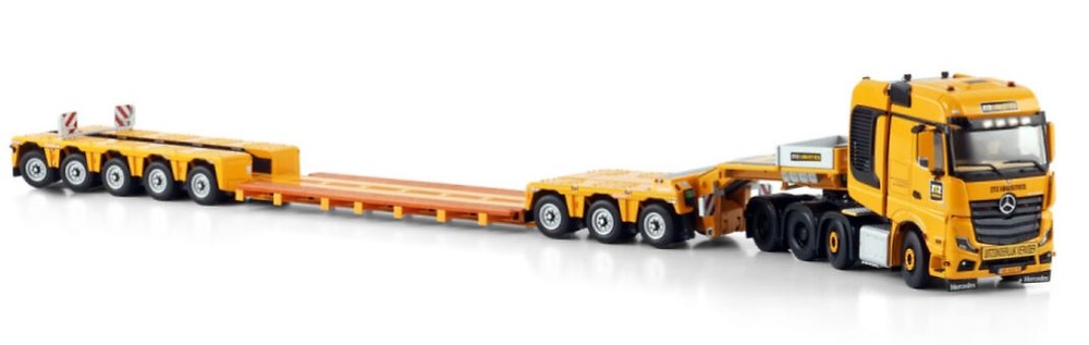 Mercedes-Benz Actros Mp5 Big Space 8X4 Low Loader - 5 Axle + Dolly - 3 Axle Wsi Models 01-4624 escala 1/50 