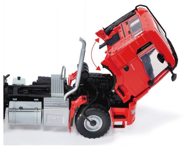 Miniatura camión Man tgs 18.510 4x4 rojo 2 ejes Wiking 77653 escala 1/32 