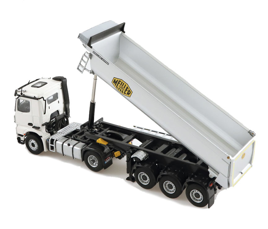 Miniatura camion Mercedes-Benz Arocs + semi remolque Meiller gris Nzg Modelle 1002/40 escala 1/50 