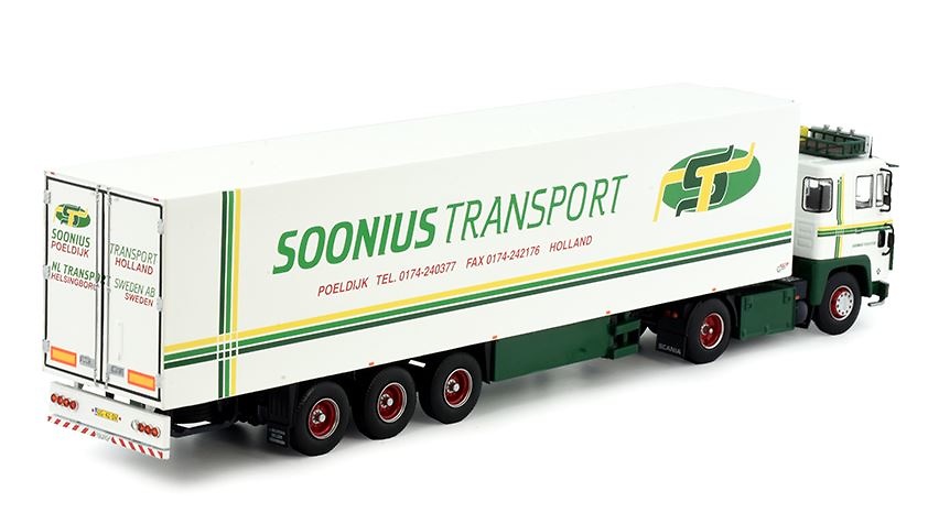 Miniatura camion Scania 141 + trailer frigo Soonius Tekno 81236 escala 1/50 
