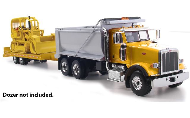 Peterbilt Model 367 Dump Truck with Beavertail Trailer, First Gear 1/50 