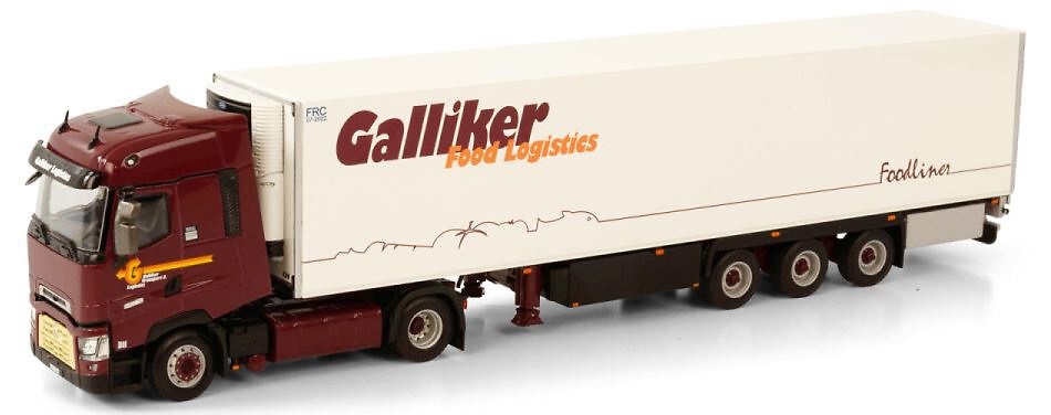 Renault T High 4x2 con remolque refrigerado 3 ejes Galliker Wsi Models 3750 escala 1/50 