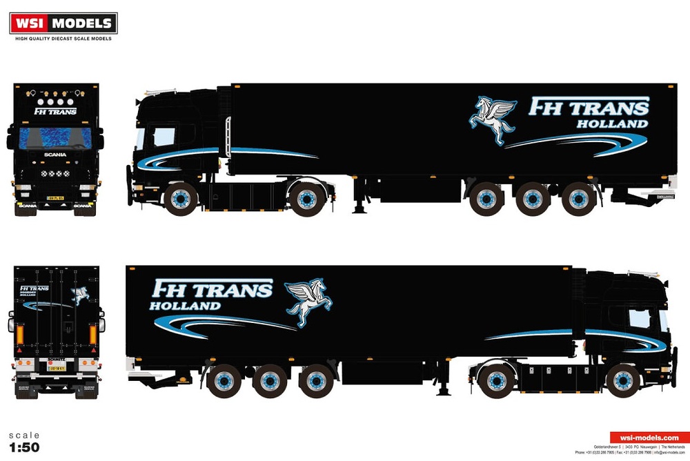 Scania 4 Topline + Semirremolque frigo FH Trans Wsi Models 01-4640 escala 1/50 