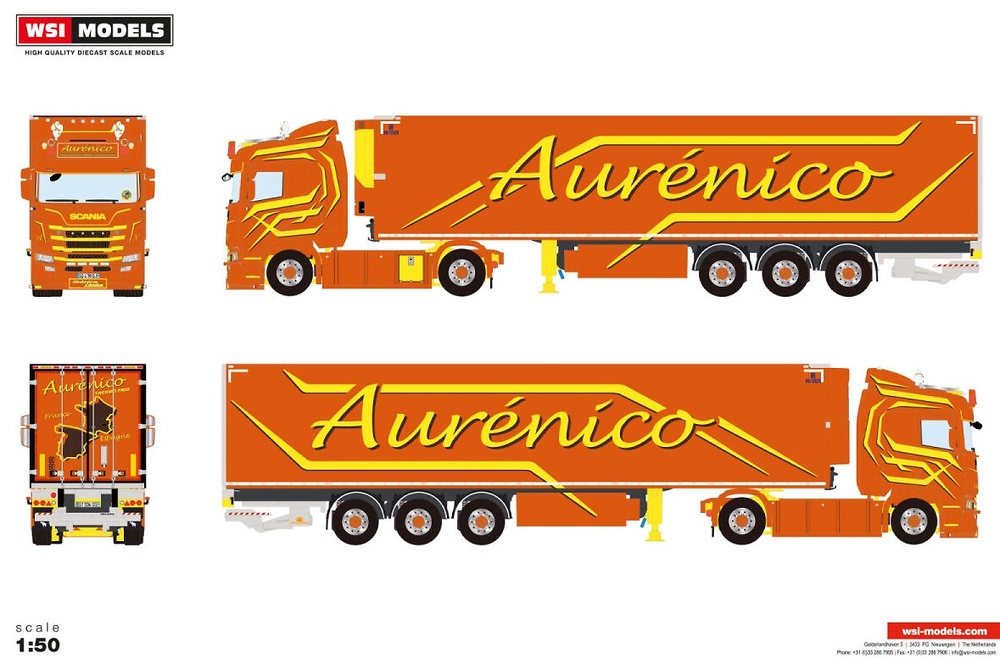 Scania R Cs20N + semirremolque frigo - Aurénico Wsi Models 01-4704 escala 1/50 