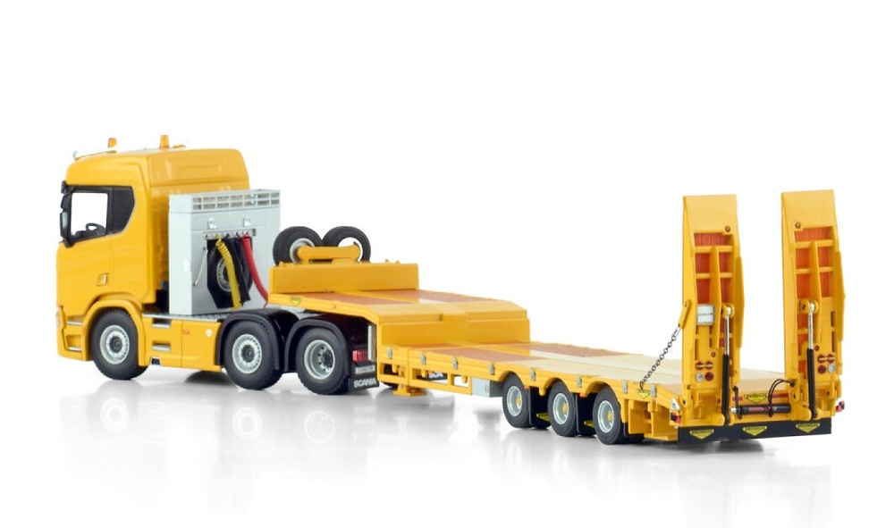 Scania R Normal Cr20N + semirremolque plataforma con rampas - Wsi Models 04-2208 escala 1/50 