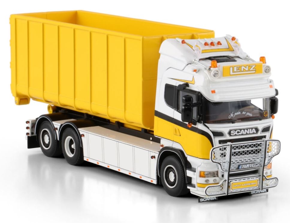 Scania R6 Rígido Highline Lenz Gerüstbau 6x2 + Contenedor 40m3 Wsi Models 01-4716 escala 1/50 