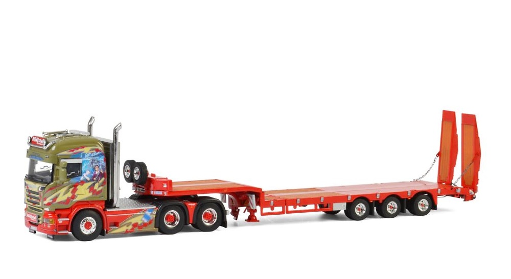 Scania Streamline Highline + cama baja con rampas Midstol Wsi Model 2630 