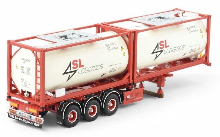 Semirremolque D-Tec 3 con 2x 20pies ISO Tankcontainers SL Logistics Tekno 86998 a escala 1/50 