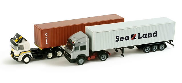 Set de 2 camiones MAN / Iveco con porta contenedores, Herpa 1/87 