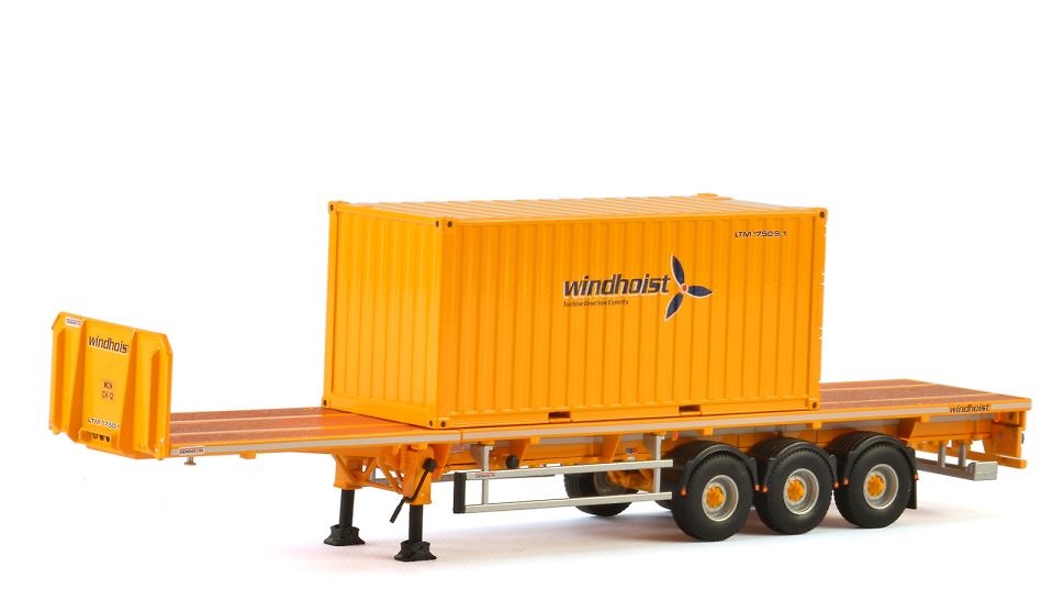 Trailer plataforma 3 ejes + contenedor 20 pies Wsi Models 01-2369 escala 1/50 
