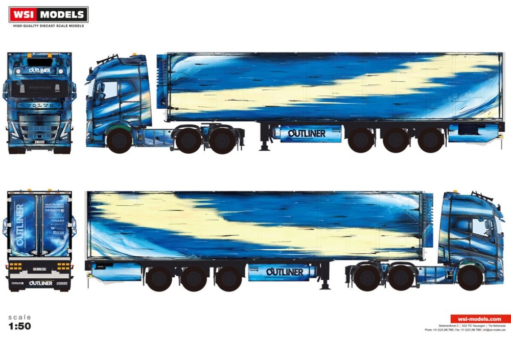 Volvo FH5 Globetrotter XL + Caja cerrada refrigerada Thomann - Outliner WSI Models 01-4814 escala 1/50 