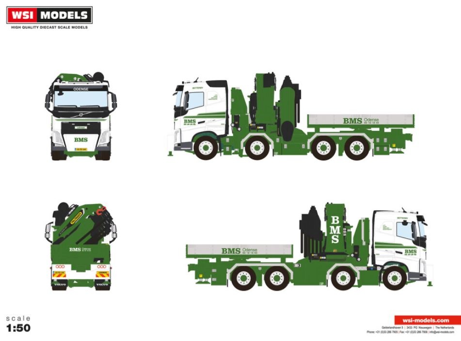 Volvo Fh4 8x4 con grua Palfinger bms a/s Wsi Models 01-4495 escala 1/50 