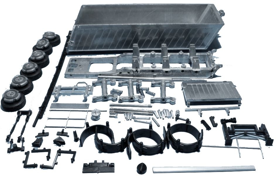 kit para montar de un semiremolque volquete 3 ejes Tekno 79588 escala 1/50 