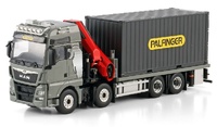 Man TGX XXL Euro 6C con grua Palfinger PK 480 TEC + contenedor 20pies  Wsi Models 04-2216 escala 1/50