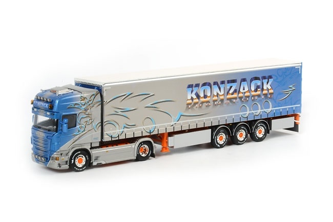 Konzack Scania R Topline tautliner Trailer (3 axle) Wsi Models 01-1222 escala 1/50 