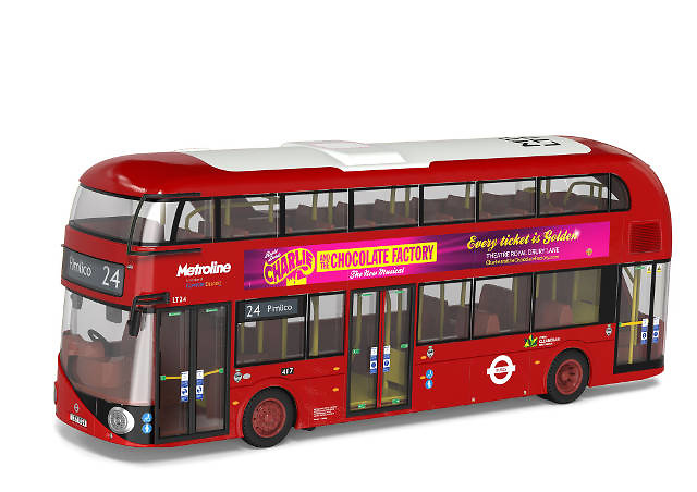 Bus London, Metro Line, 24 Pimlico, 'Charlie and the Chocolate Factory' -Corgi OM46609b Masstab 1/76 