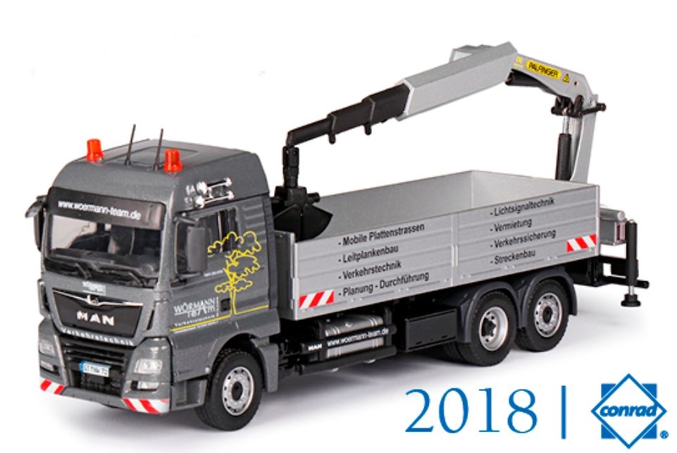 Conrad 76238 MAN TGX XLX Euro 6 3achs mit Palfinger Ladekran Wörmann 1:50 NEU Conrad 76238 MAN TGX XLX Euro 6 3achs mit Palfinger Ladekran Wörmann 1:50 NEU