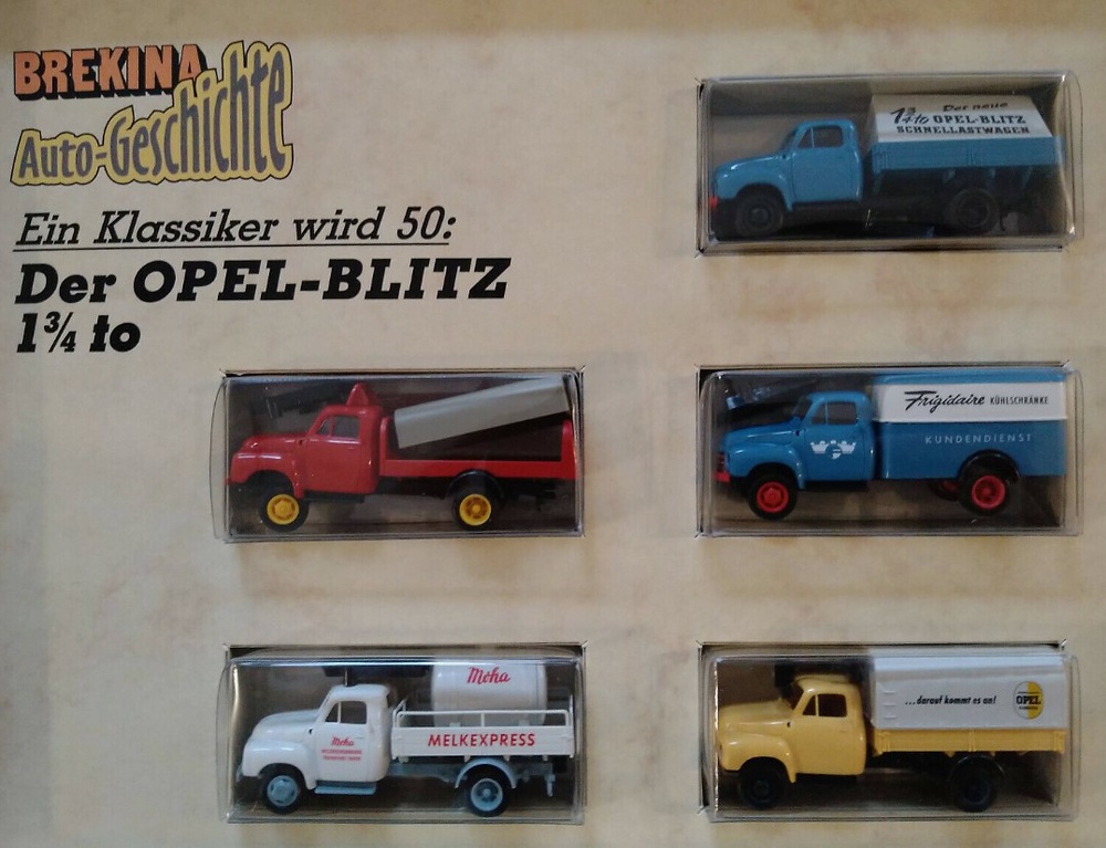 Set sammlermodelle Brekina Autogeschichte - 50 Jahre Opel Blitz Brekina 90383 Masstab 1/87 